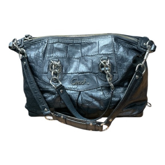 Coach - EC - Rare Silver Slate Croc-Embossed Leather Satchel - Picture 4 of 9